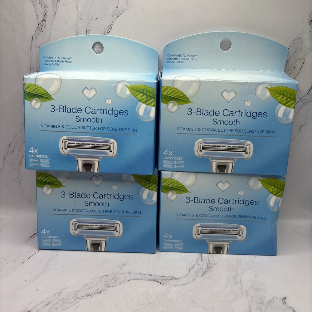 4 Pack Lot (16) CVS 3 Blade Smooth Sensitive Cartridge Refills Compare to Venus
